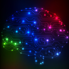 Fototapete - Circuit board computer style brain vector technology background