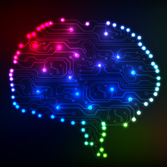 Aufkleber - Circuit board computer style brain vector technology background