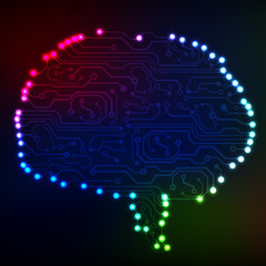 Poster - Circuit board computer style brain vector technology background