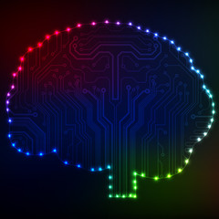 Poster - Circuit board computer style brain vector technology background