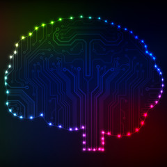 Poster - Circuit board computer style brain vector technology background