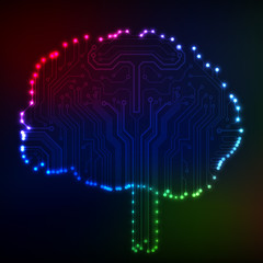 Poster - Circuit board computer style brain vector technology background