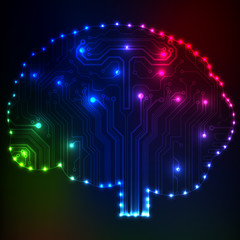 Poster - Circuit board computer style brain vector technology background