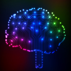Poster - Circuit board computer style brain vector technology background