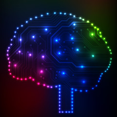 Aufkleber - Circuit board computer style brain vector technology background