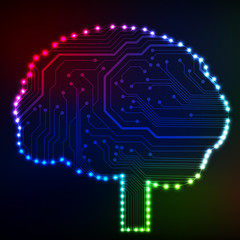 Poster - Circuit board computer style brain vector technology background