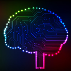 Poster - Circuit board computer style brain vector technology background