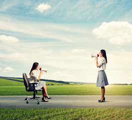 Wall Mural - emotional woman and displeased woman