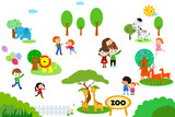 Fototapeta Pokój dzieciecy - A vector illustration of kids to the zoo