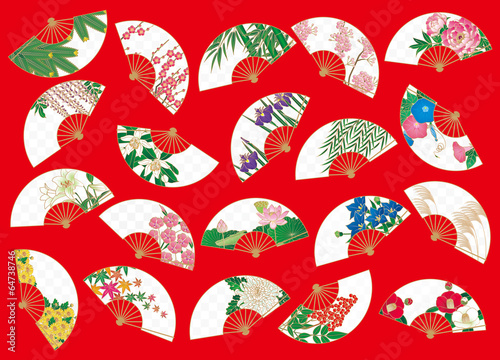 四季の花の扇模様 Stock イラスト Adobe Stock
