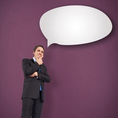 Poster - Composite image of thinking businessman touching chin