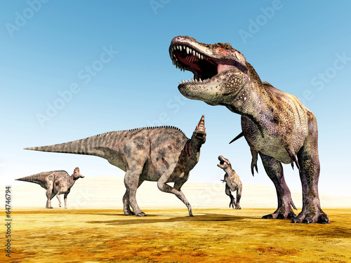 Fototapeta dla dzieci Tyrannosaurus Rex and Corythosaurus