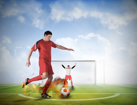 Football player about to take a penalty