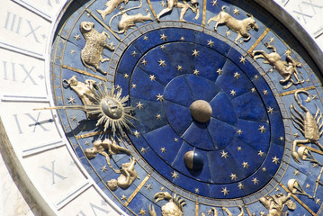 venice, italy: zodiacal wall clock