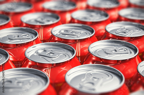 Naklejka na szybę Macro view of drink cans