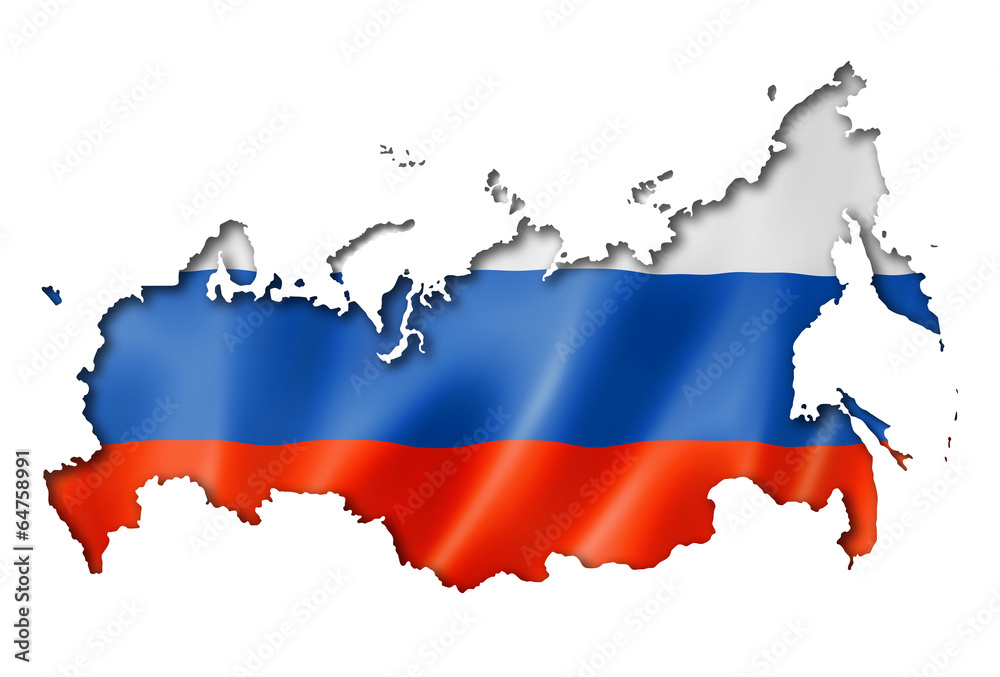 Russian flag map - obrazy, fototapety, plakaty 