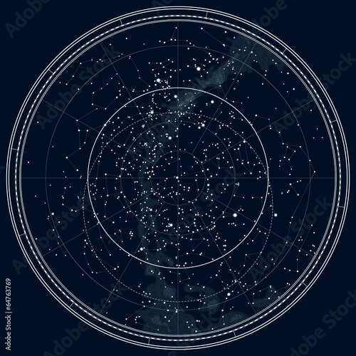 Fotografía Astronomical Celestial Map of The Northern Hemisphere
