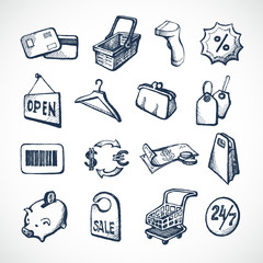 Wall Mural - Shopping Sketch Icons