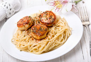 Wall Mural - Pasta with meatballs.