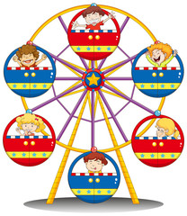 Canvas Print - Happy kids riding the ferris wheel