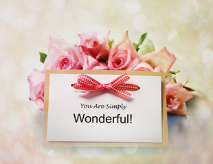 Wall Mural - You Are Simply Wonderful message with roses