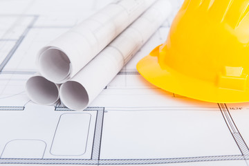 Poster - Hardhat And Blueprints