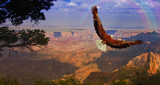 Fototapeta  - Eagle takes flight over Grand Canyon USA