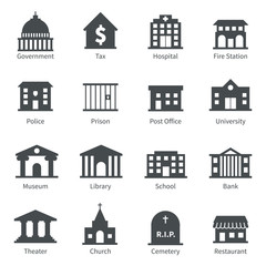 Canvas Print - Government buildings icons