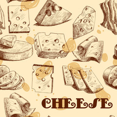 Canvas Print - Cheese sketch seamless wallpaper