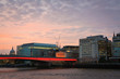 River Thames and London Bridge at sunset.