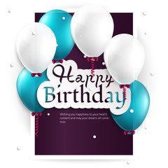 Wall Mural - Vector birthday card with balloons, and birthday text.