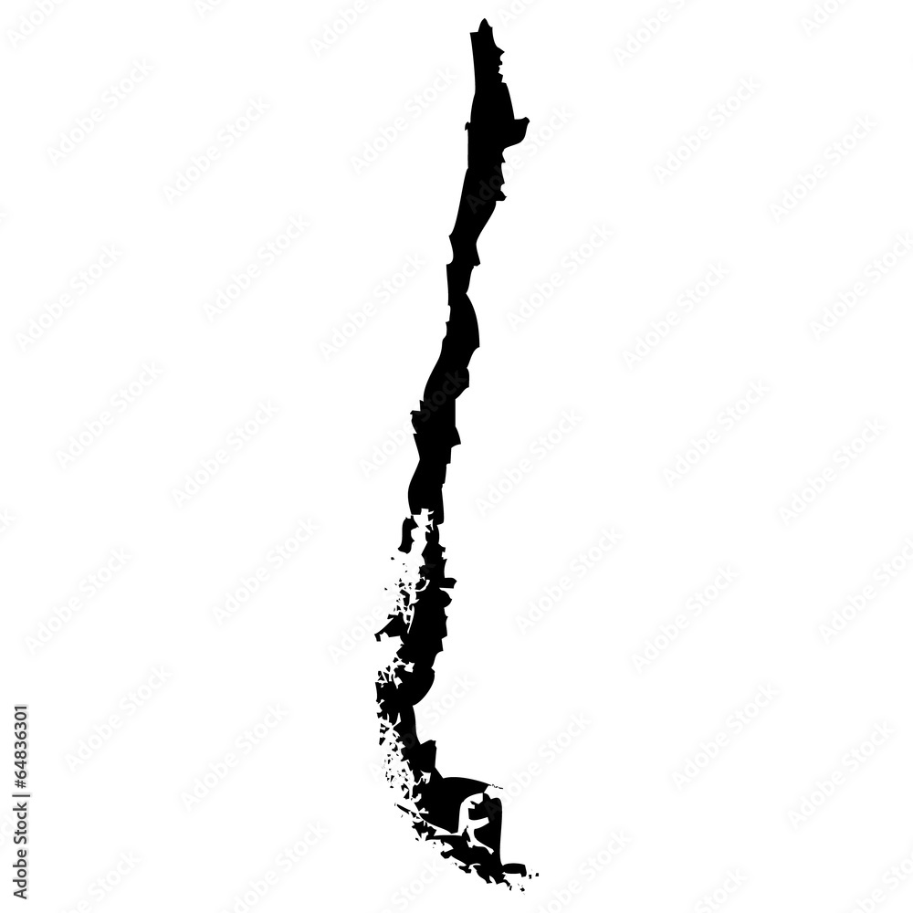High detailed vector map - Chile. - obrazy, fototapety, plakaty 