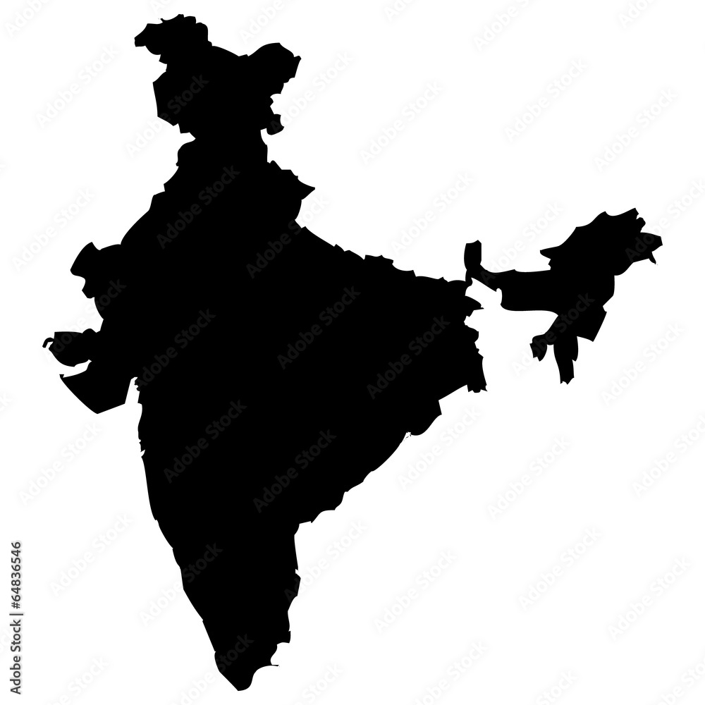 High detailed vector map - India. - obrazy, fototapety, plakaty 