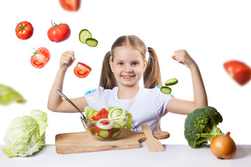 Beautiful girl with fresh vegetables