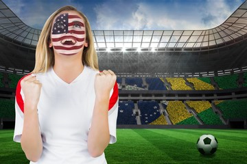 Wall Mural - Excited fan in usa face paint cheering