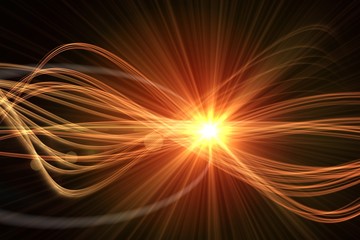 Aufkleber - Curved laser light design in orange