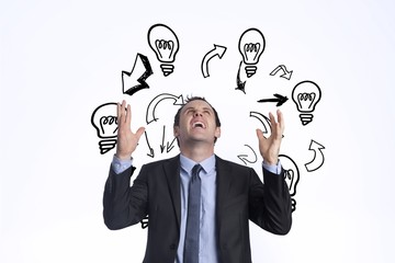 Poster - Composite image of stressed businessman gesturing