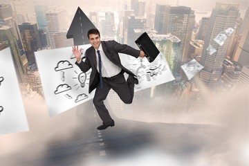 Poster - Composite image of cheerful businessman in a hurry
