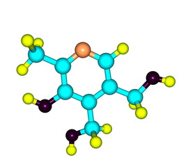 Sticker - Pyridoxine (vitamin B6) molecular structure on white background