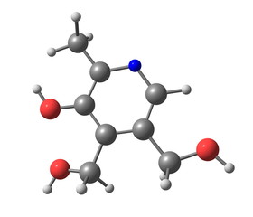 Wall Mural - Pyridoxine (vitamin B6) molecular structure on white background