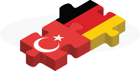 Wall Mural - German and Turkish Flags in puzzle