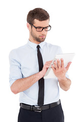 Canvas Print - Businessman with digital tablet.