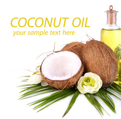Sticker - Coconuts and coconut oil, isolated on white