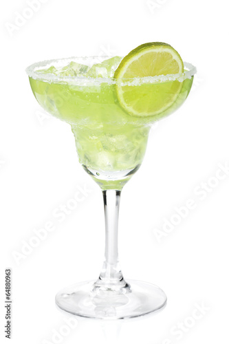 Fotografie, Obraz Classic margarita cocktail with lime slice and salty rim