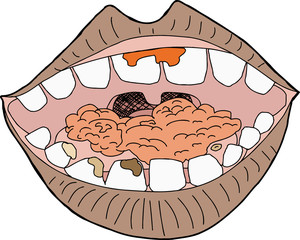 Wall Mural - Mouth with Food