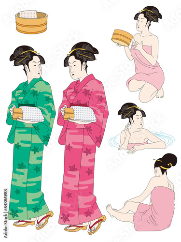 温泉 女性 浮世絵風 01 Stock イラスト Adobe Stock 温泉 女性 浮世絵風 01 Stock イラスト Adobe Stock