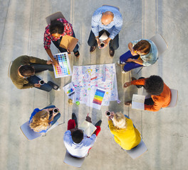 Poster - Design Team Planning on a Project with Color Swatches