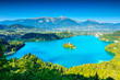 Famous Bled Lake,church and castle,Slovenia,Europe