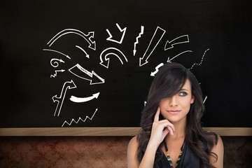 Poster - Composite image of pensive elegant brown haired model posing wit