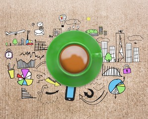Aufkleber - Composite image of green cup of coffee